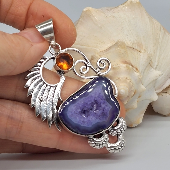Beautiful Purple Agate StoneSilver Pendant - Picture 6 of 6